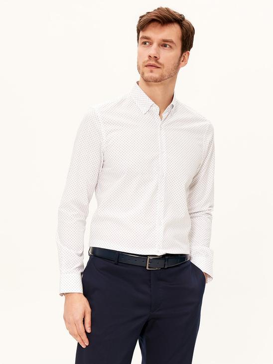 Біла чоловіча сорочка LC Waikiki/ЛС Вайки з дрібним синім принтом