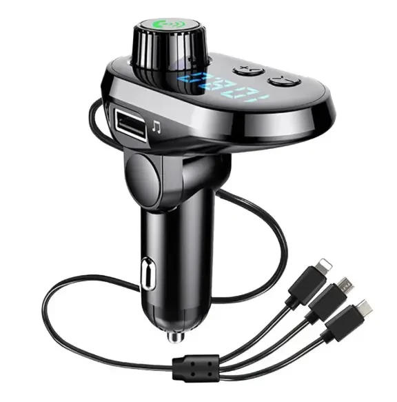 FM Модулятор Трансмиттер CAR Q15 MP3 PLAYER + +TYPEC/V8/IP Кабель