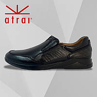 Ботинки мужские кожаные черные классические без шнурков деми осень/весна португальские мокасины Atrai 4329