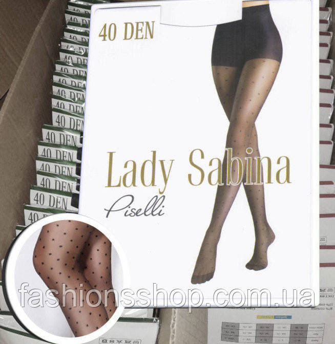 Жіночі колготи в дрібний горошок 40 Den Lady Sabina Piselli чорні, розмір 2
