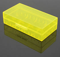 Пластиковий захисний переносний кейс бокс футляр контейнер коробка під 2 акумулятори 18650 Original жовтий