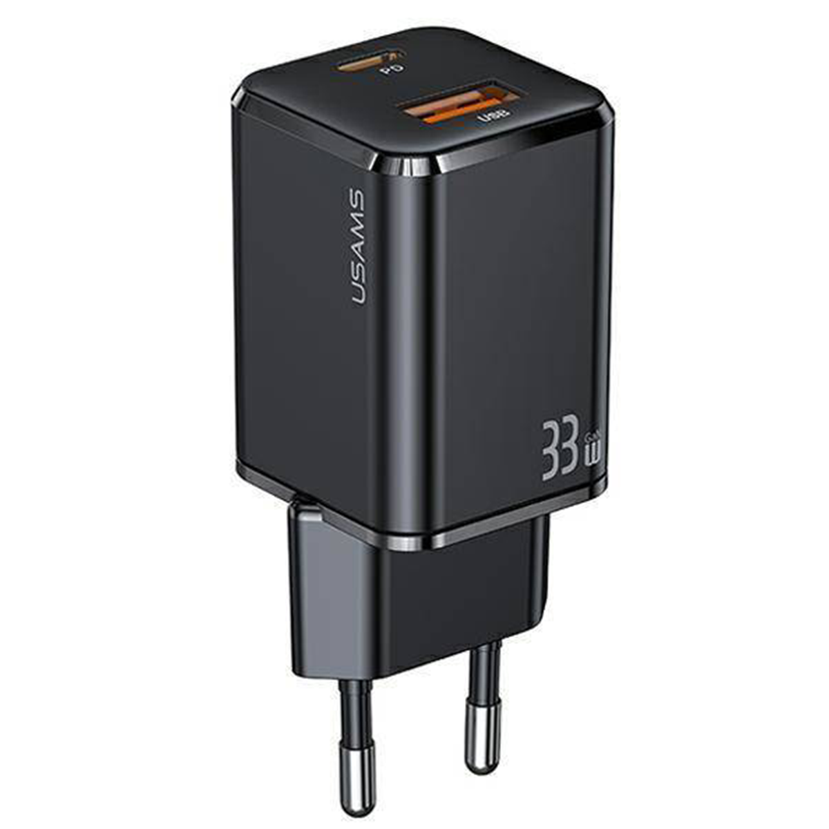 СЗУ без кабеля | USB Wall Charger GaN Usams US-CC144 T43 33W PD + QC Mini Black Зарядное устройство Универсальное Сетевой Type-C