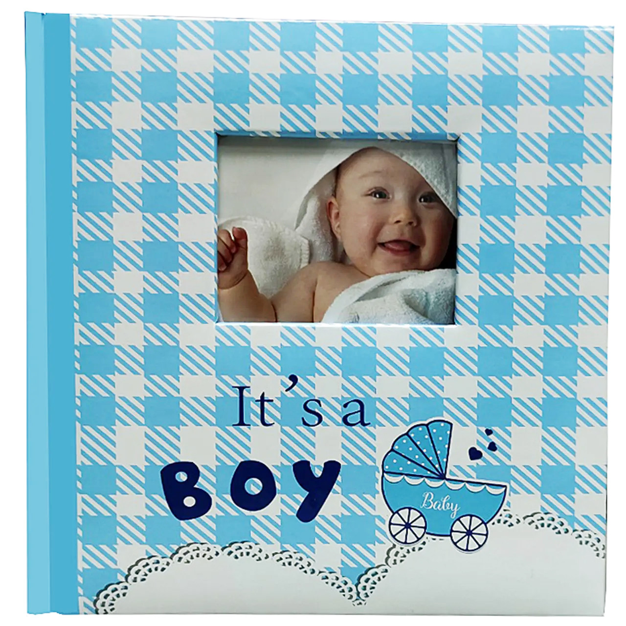 Фотоальбом дитячий для новонародженого "BOY - з віконцем" (книжкова обкладинка, місце для запису), фото 1