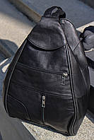 Женский рюкзак сумка черный натуральная кожа