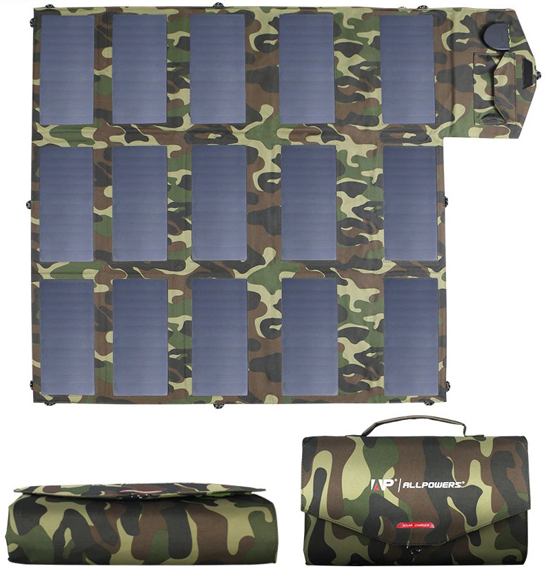 Солнечное зарядное устройство Allpowers 100W до 18V USB 5V*2 + DC 9-18V ( AP-SP-012 ) Camouflage - фото 1 - id-p1671242175