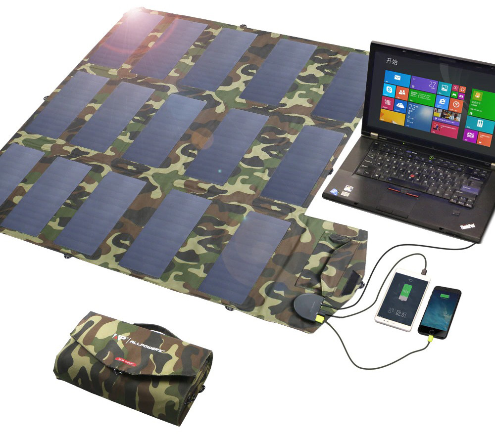 Солнечное зарядное устройство Allpowers 100W до 18V USB 5V*2 + DC 9-18V ( AP-SP-012 ) Camouflage - фото 2 - id-p1671242175