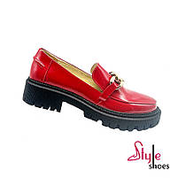 Червоні жіночі лофери з натуральної лакової шкіри “Style Shoes”, фото 3