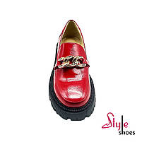 Червоні жіночі лофери з натуральної лакової шкіри “Style Shoes”, фото 5
