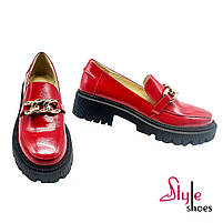 Червоні жіночі лофери з натуральної лакової шкіри “Style Shoes”, фото 6