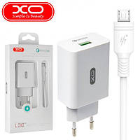 Сетевое зарядное устройство QC 3.0 XO L36 18W/1USB + microUSB White