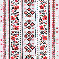 Полотенце вафельное набивное "Украинский орнамент" 45х45 -- белый, красный