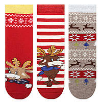 Дитячі махрові шкарпетки 3-5 років зі стоперами теплі зимові новорічні носки махра для хлопчиків та дівчаток BROSS