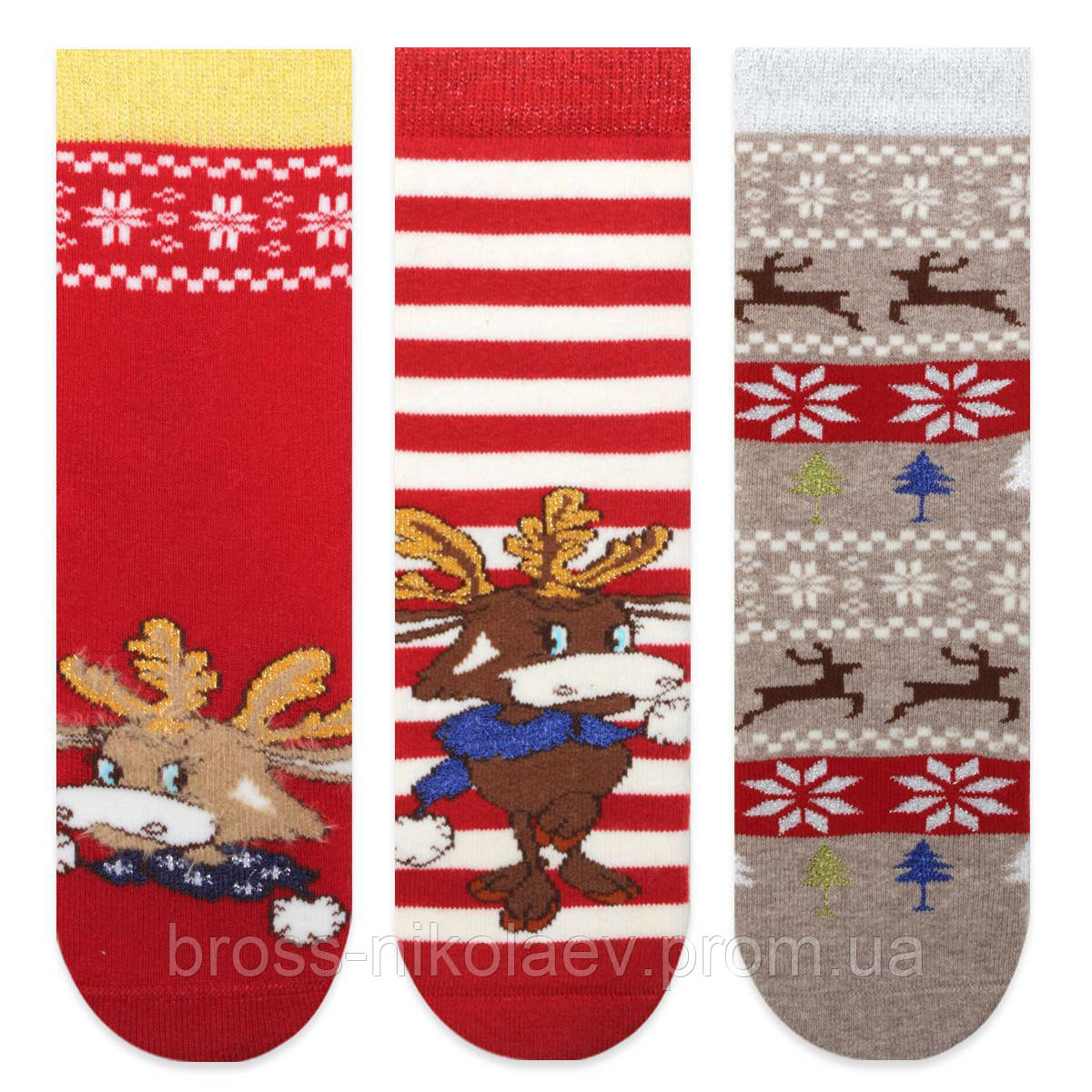 Дитячі махрові шкарпетки 3-5 років зі стоперами теплі зимові новорічні носки махра для хлопчиків та дівчаток BROSS