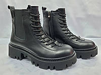 Стильные демисезонные кожаные ботинки на платформе с молнией Terra Grande 39, 25