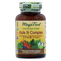 Натуральные витамины группы В для деток, MegaFood Kids B Complex 30 таб