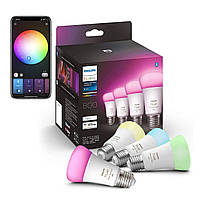 Умные LED лампочки Philips Hue E27 White and Color 800лм 60Вт 9W, ZigBee, Bluetooth, Apple HomeKit, 4шт.