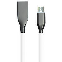 Кабель PowerPlant USB microUSB, 1 м, силікон, білий