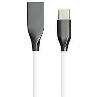 Кабель PowerPlant USB Type-C, 1 м, силікон, білий