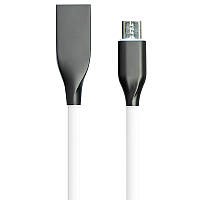 Кабель PowerPlant USB microUSB, 2 м, силікон, білий