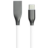 Кабель PowerPlant USB Type-C, 2 м, силікон, білий