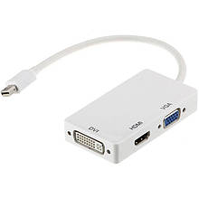 Переходник PowerPlant mini DisplayPort (Thunderbolt) - HDMI, DVI, VGA (3 в 1)