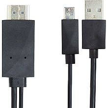 Відеокабель PowerPlant HDMI — micro USB (11 pin) + USB, 1.8 м, (MHL), Blister