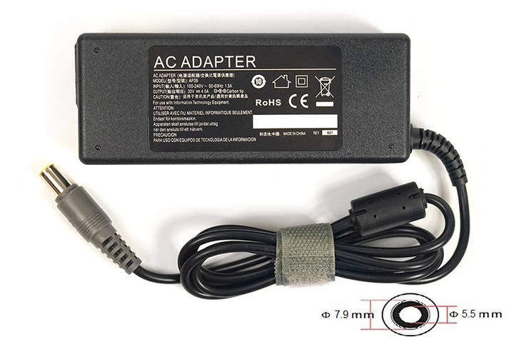 Блок живлення для ноутбуків PowerPlant IBM/LENOVO 220 V, 20 V 90 W 4.5 A (7.9*5.5), фото 2