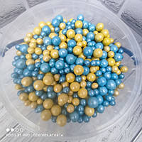 Посипання цукрові кульки мікс коктейль блакитно-жовті 1 кг