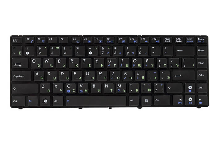 Клавіатура для ноутбука ASUS A42, K42, N82 чорний, чорний фрейм, фото 2