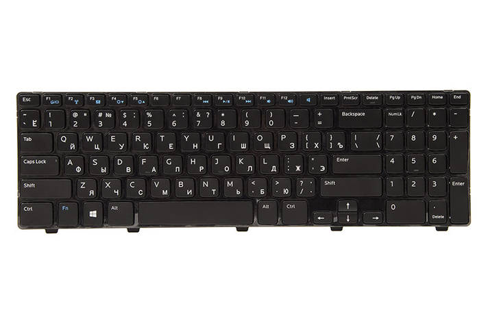 Клавіатура для ноутбука DELL Inspironther 3521; Vostro: 2521 чорний, чорний фрейм, фото 2