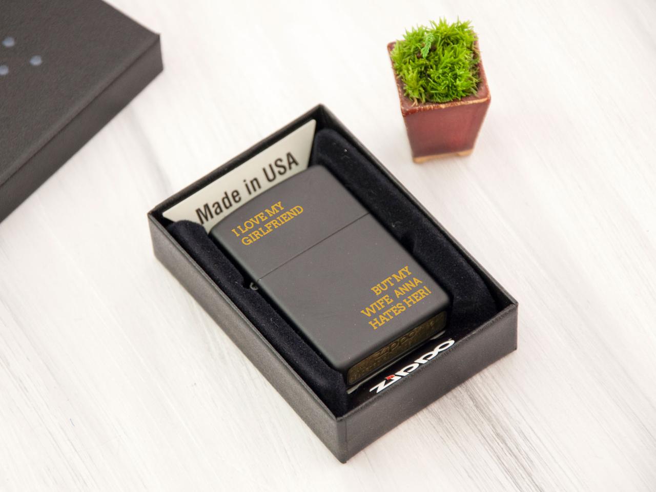 Оригінальна чорна бензинова запальничка Zippo на подарунок близькій людині, фото 1