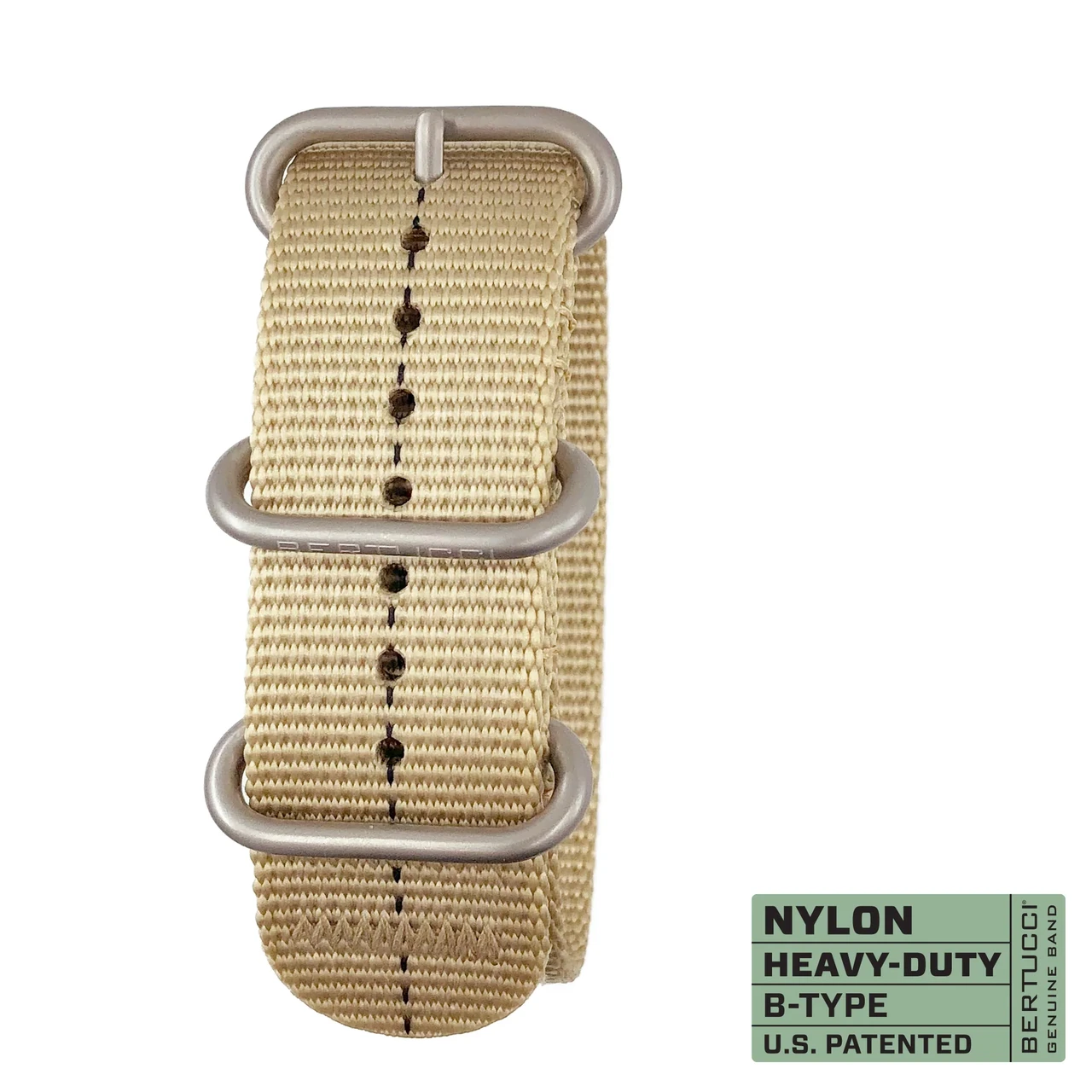 Ремінець нейлоновий bertucci #366 - Defender Khaki™ / Black Dash Line™ w/ matte hardware, 7/8" - 22 mm, фото 1