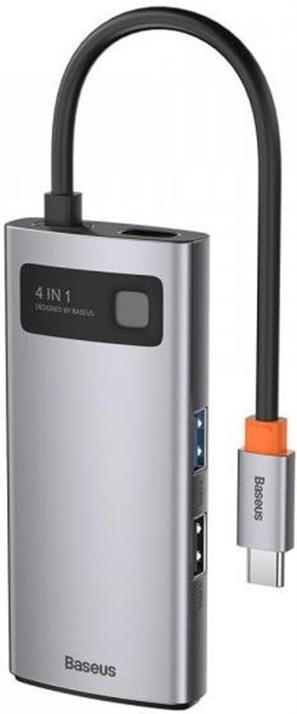 Концентратор USB-C Baseus Metal Gleam Series 4in1 Gray (CAHUB-CY0G) - фото 1 - id-p1672215565