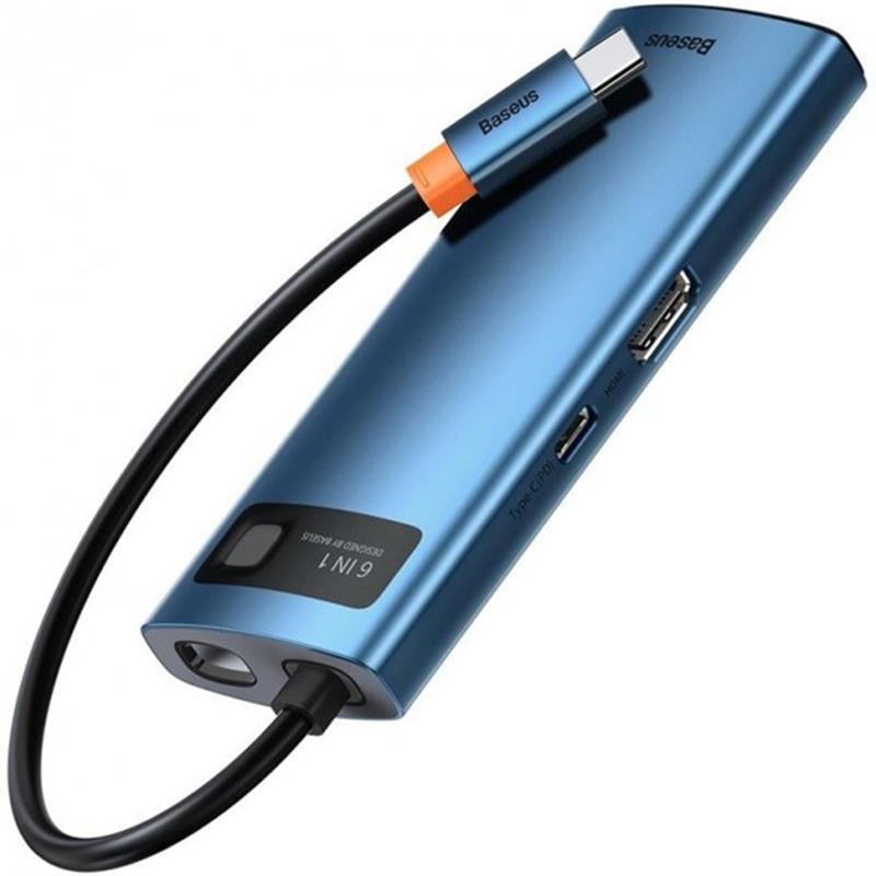 Концентратор USB-C Baseus Metal Gleam Series 6in1 Blue (WKWG000003) - фото 2 - id-p1672215566