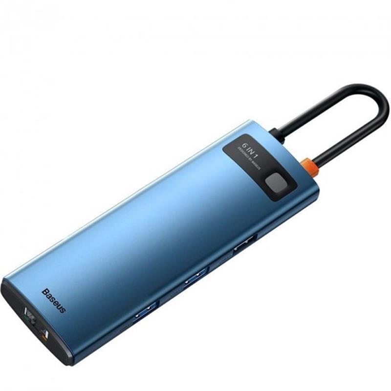 Концентратор USB-C Baseus Metal Gleam Series 6in1 Blue (WKWG000003) - фото 4 - id-p1672215566