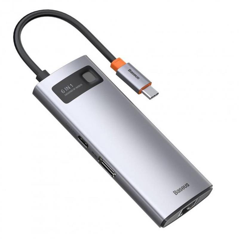 Концентратор USB-C Baseus Metal Gleam Series 6in1 Gray (CAHUB-CW0G) - фото 2 - id-p1672215567
