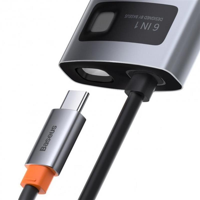 Концентратор USB-C Baseus Metal Gleam Series 6in1 Gray (CAHUB-CW0G) - фото 6 - id-p1672215567