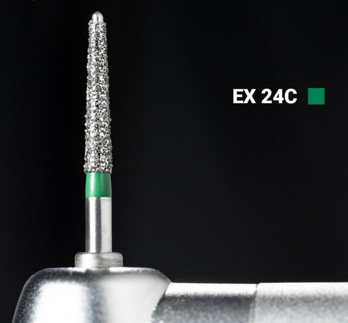 Діамантовий бір EX-24C. Закруглений конус (ISO 190/018), зелений, Mani.Оригінал., фото 1