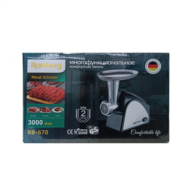 М'ясорубка електрична Rainberg 3000W Німеччина + Насадка Для Колбас Електром'ясорубка