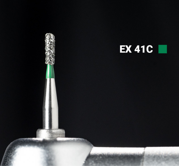 Діамантовий бір EX-41C. Подовжений грушоподібний (ISO 237/011), зелений, Mani. Оригінал., фото 1