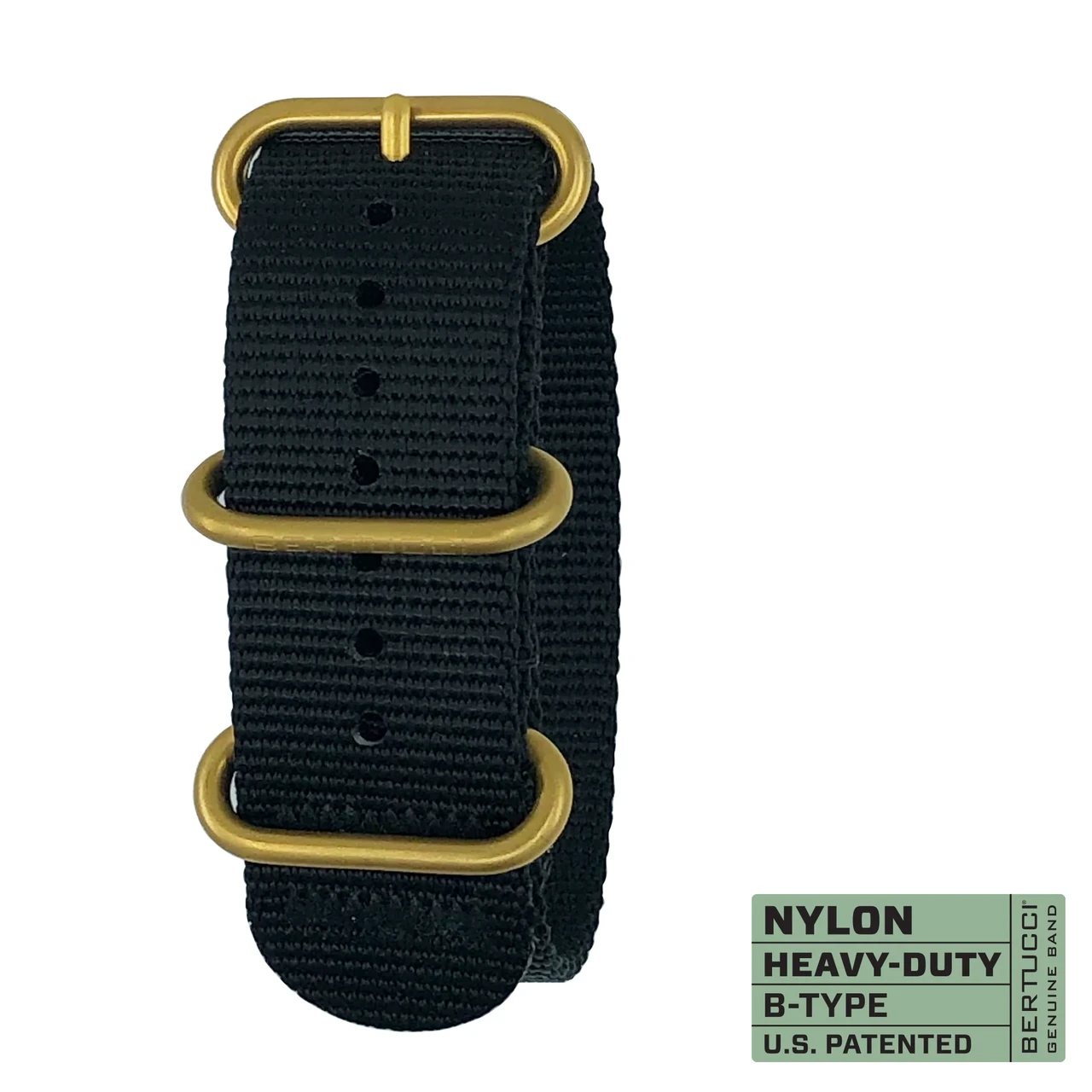Ремінець нейлоновий bertucci  #95G - Black Gold Line™ w/ gold tone hardware, 7/8" - 22 mm, фото 1