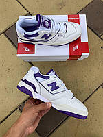 Кроссовки мужские New Balance 550 White Purple белые с фиолетовым демисезонные стильные Нью Беленс