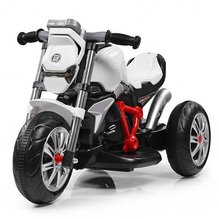 Дитячий електромобіль Мотоцикл Bambi M 3639-1 25W із пластиковими колесами Білий, фото 1