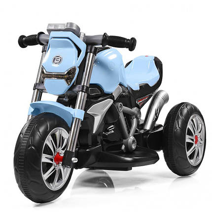 Дитячий електромобіль Мотоцикл Bambi M 3639-12 25W із пластиковими колесами Блакитний, фото 1