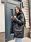 Зимова куртка жіноча з матової екошкіри подовжена з капюшоном (р. 42-48) 65KU552, фото 2