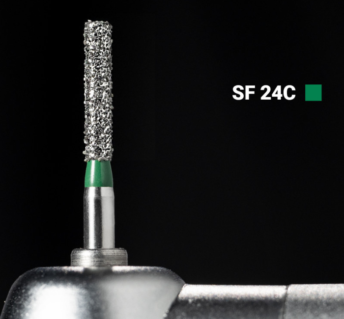 Діамантовий бір SF-24C. Фісурний з плоским кінцем (ISO 110/012), зелений, Mani. Оригінал., фото 1