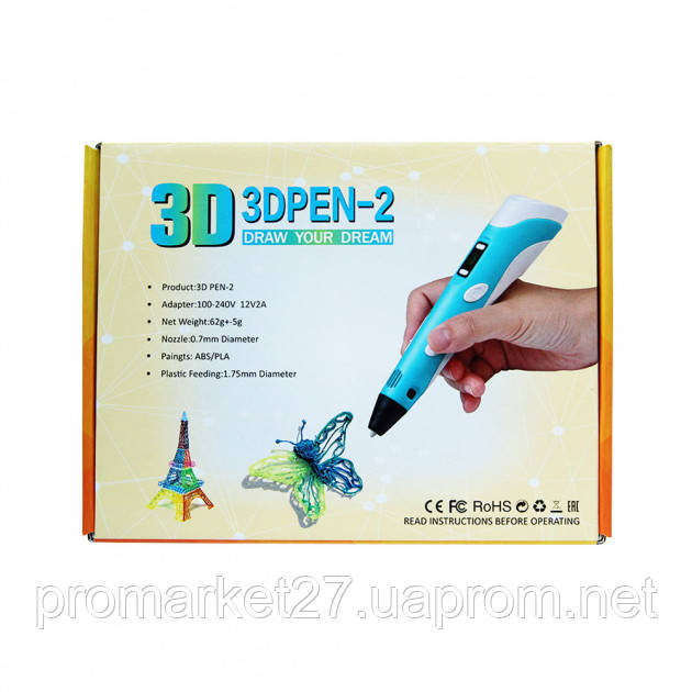 3D ручка Smart 3D Pen 2 c LCD дисплеем. Цвет: желтый - фото 2 - id-p1672278368