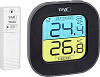 Термометр цифровой TFA "Fun", чёрный, внешний радиодатчик, 88x19x88 мм (30306801)