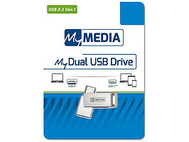 USB 3.2 / Type-C Flash Drive 16Gb MyMedia MyDual, Silver, металлический корпус (69268)