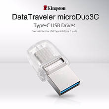 Накопитель Kingston 64GB USB 3.1+Type-C DT Micro Metal Silver DTDUO3C/64GB